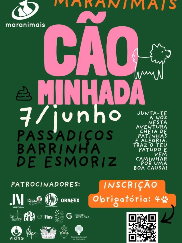 Flyer da Cãominhada nos passadiços de Esmoriz